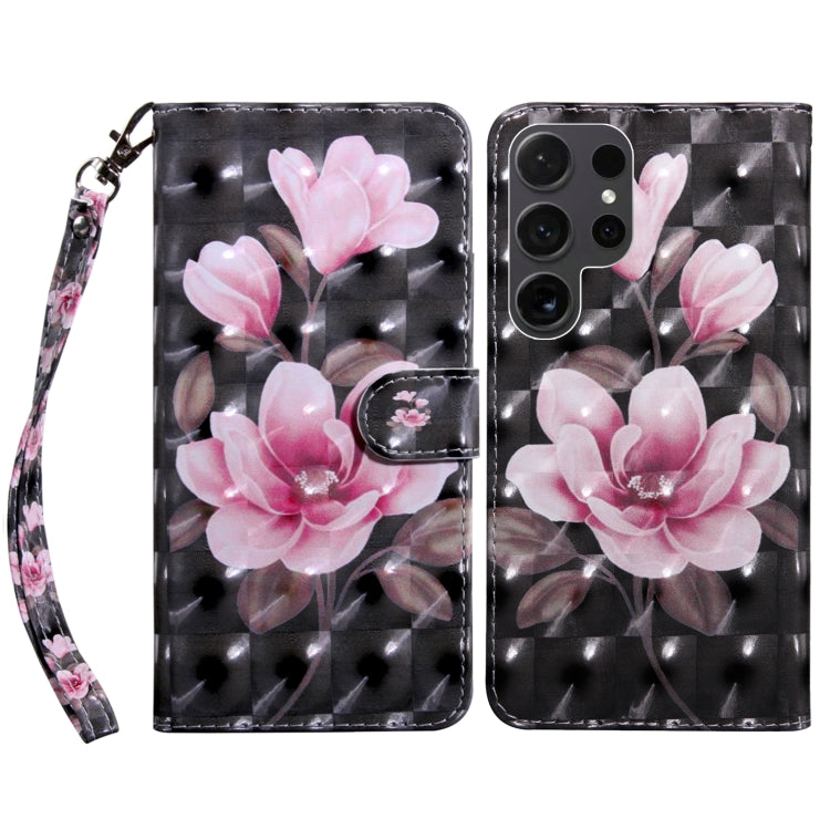 Pink 3D painted leather phone case for Samsung Galaxy S24 Ultra 5G, showcasing its stylish design and functional features.